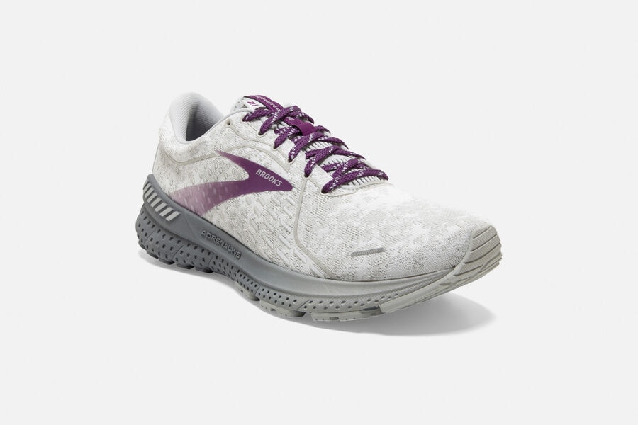 Brooks Adrenaline GTS 21 Road Running Shoes - Womens - White/Purple - DL1248690